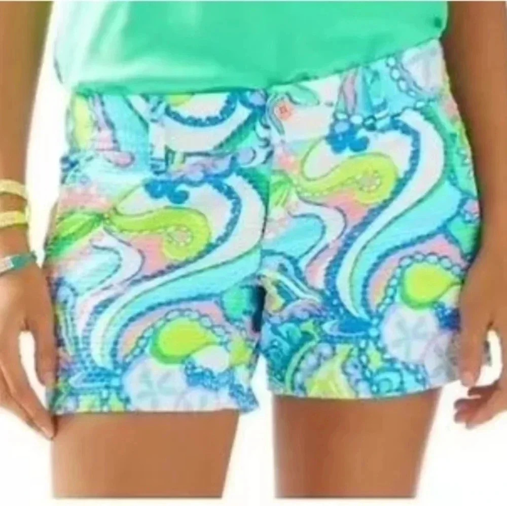 Lilly Pulitzer Callahan Shorts Multi Conch Republic Women's 0‎ XS Paisley 5 in